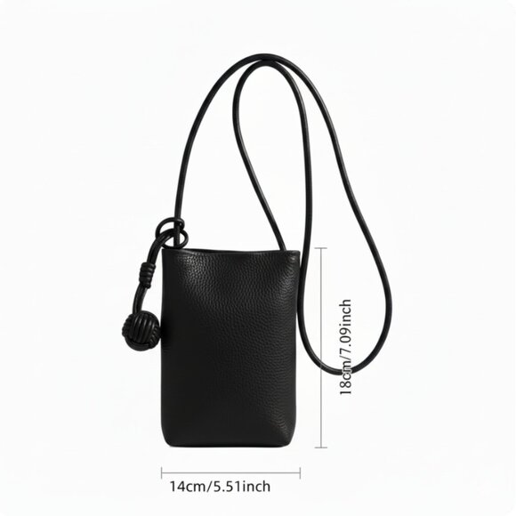 New! Black Faux Soft Leather Mini Crossbody Phone Coin Purse Bag - Picture 10 of 10